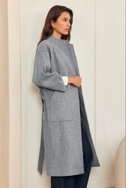 Womens Grey Long Pea Coats | CicyBell