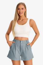 Womens Grey High Waisted Shorts 1