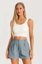 Womens Grey High Waisted Shorts 2