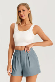 Womens Grey High Waisted Shorts 3