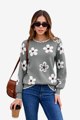 Womens Grey Crew Neck Sweater 1