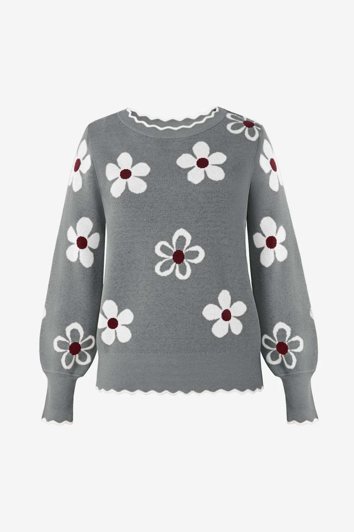 Womens Grey Crew Neck Sweater | CicyBell