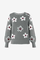 Womens Grey Crew Neck Sweater | CicyBell