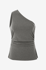 Womens Grey One Shoulder Tank Tops | CicyBell