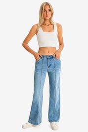 Womens Jean Blue Wide Leg Jeans | CicyBell