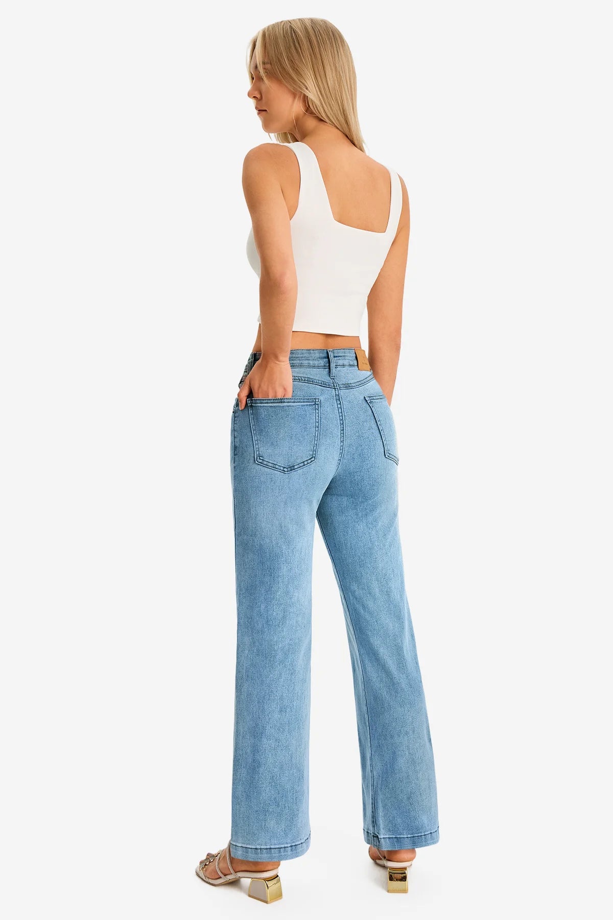 Womens Jean Blue Wide Leg Jeans | CicyBell