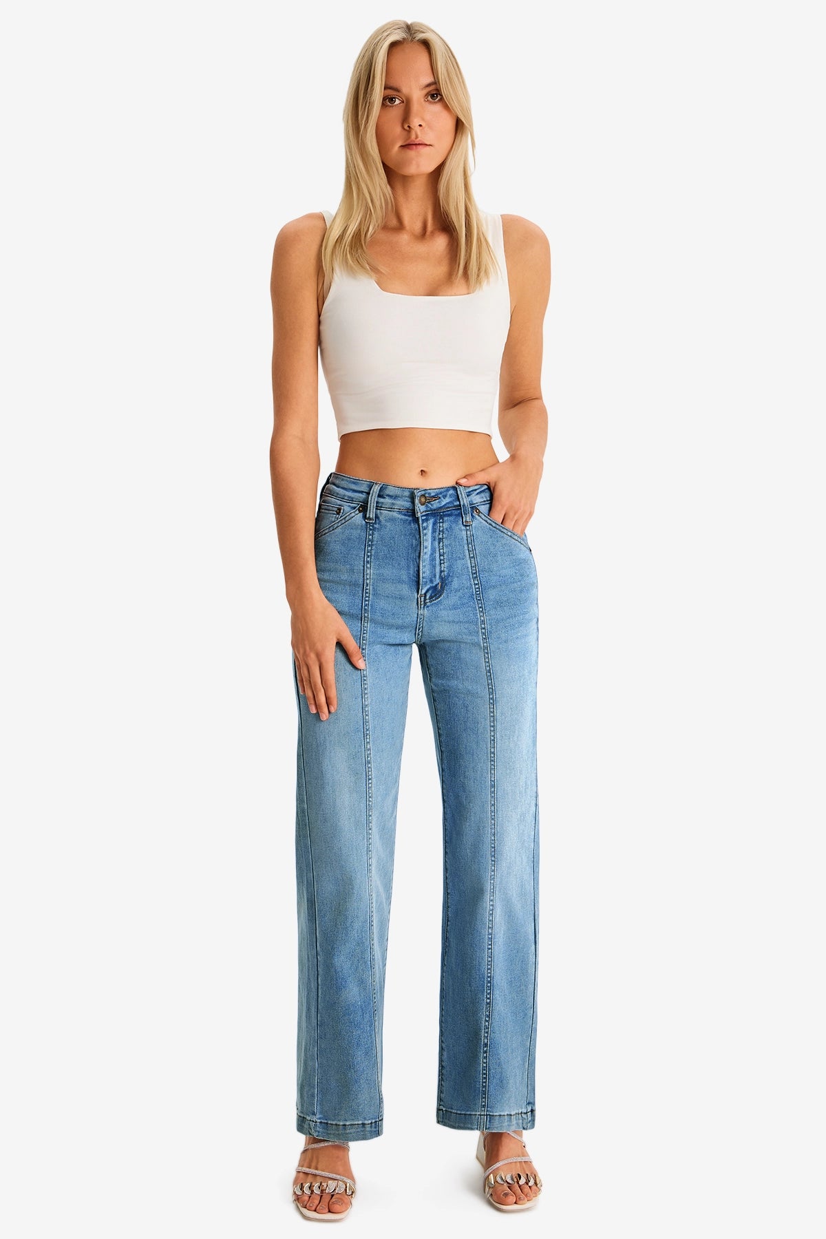 Womens Jean Blue Wide Leg Jeans