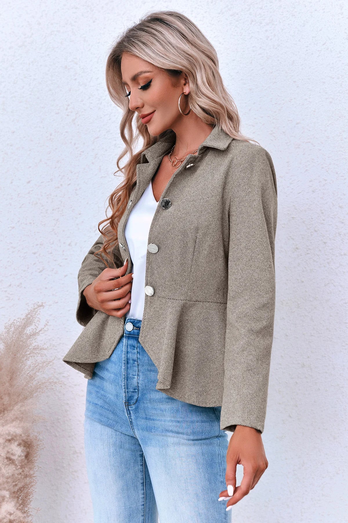 Women Khaki Elegant Blazer 3