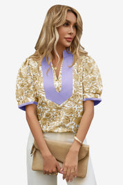 Womens Khaki Puff Sleeve Blouses 1