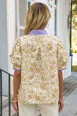 Womens Khaki Puff Sleeve Blouses 3