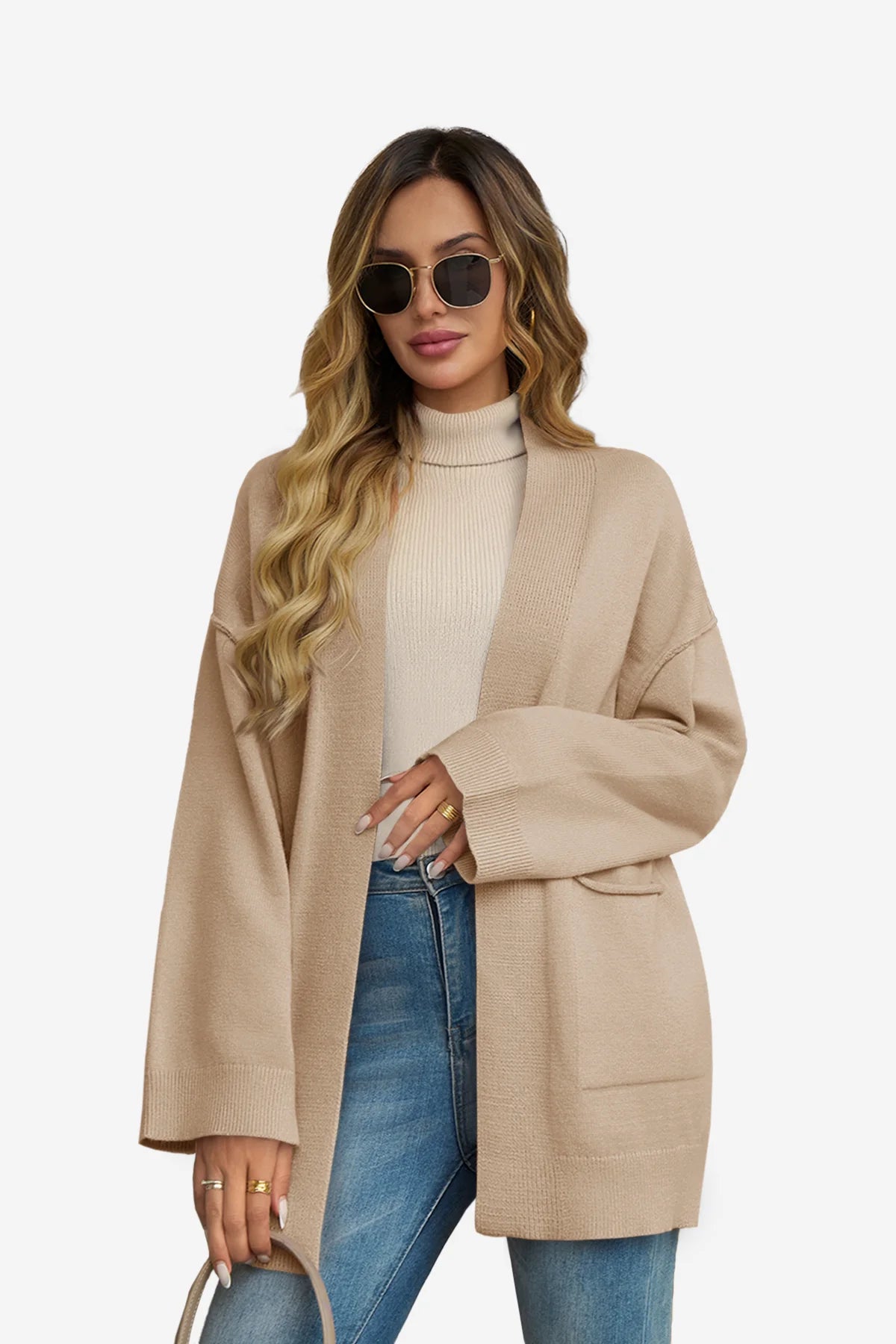 Womens Khaki Oversized Cardigans 1