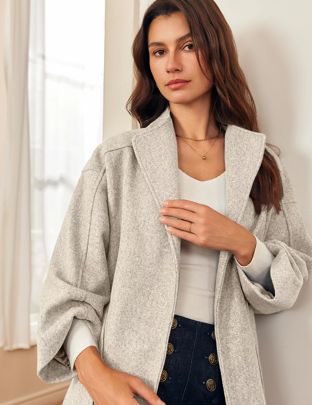 Womens Khaki Long Pea Coats 2