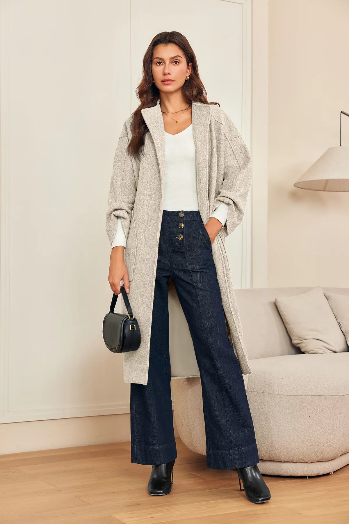 Womens Khaki Long Pea Coats | CicyBell