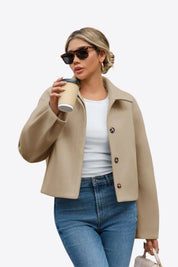 Womens Camel Cropped Pea Coat 1