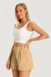 Womens Khaki High Waisted Shorts | CicyBell
