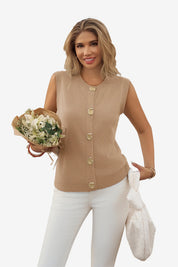 Womens Khaki Cropped Sweater Vest 1