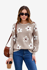 Womens Khaki Crew Neck Sweater | CicyBell