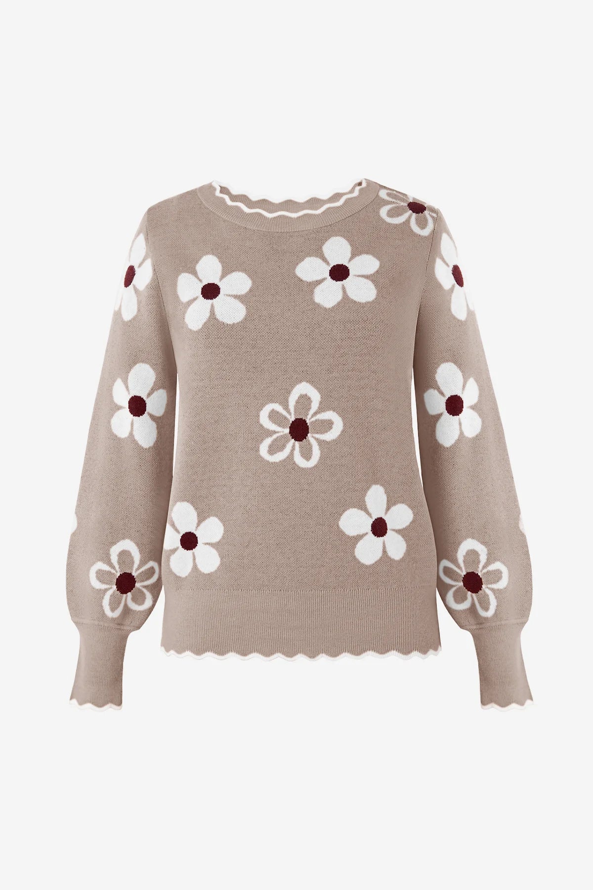 Womens Khaki Crew Neck Sweater | CicyBell