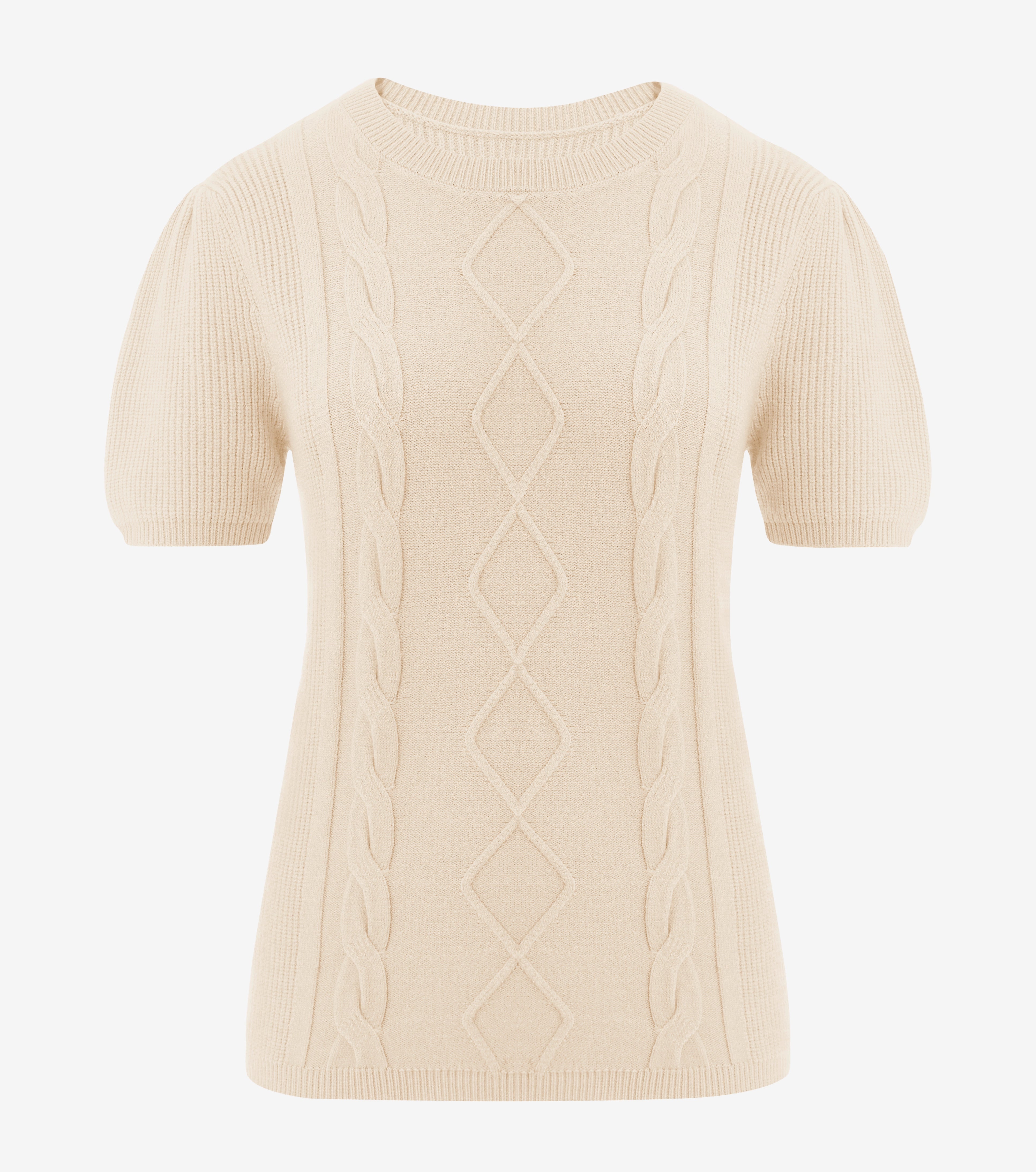 Womens Khaki Puff Short Sleeve Sweater | CicyBell