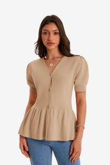 Womens Khaki Knit Sweaters 1