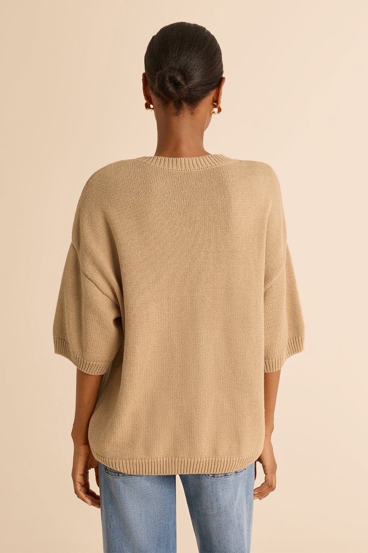 Womens Khaki Half Sleeve Sweaters | CicyBell