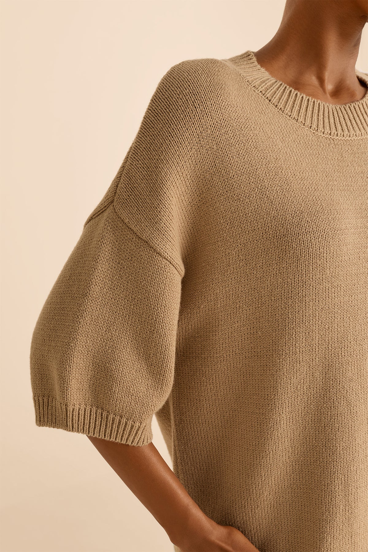 Womens Khaki Half Sleeve Sweaters | CicyBell