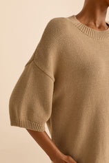 Womens Khaki Half Sleeve Sweaters | CicyBell