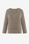 Womens Khaki V Neck Casual Flowy Tops 2