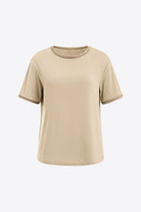 Womens Khaki Summer Crew Neck T Shirts 2