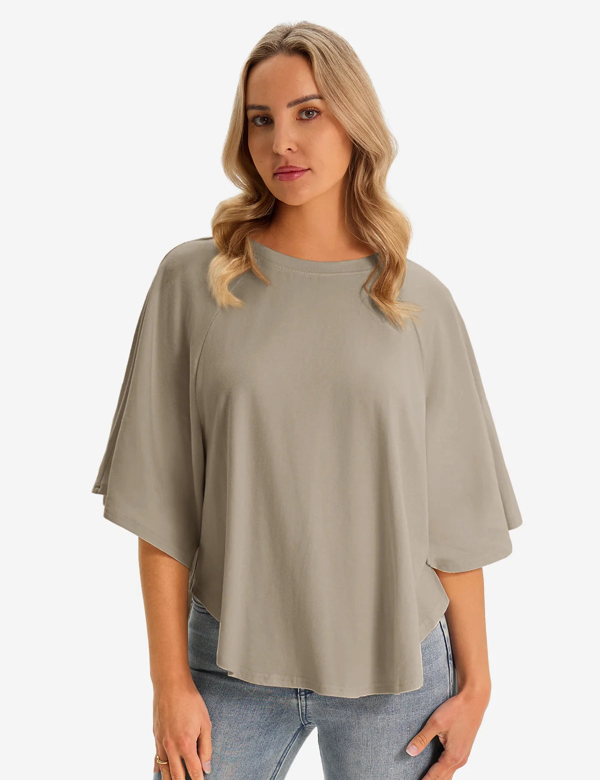 Womens Khaki Summer Oversized T-shirts 1