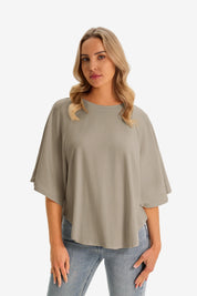 Womens Khaki Summer Oversized T-shirts 1