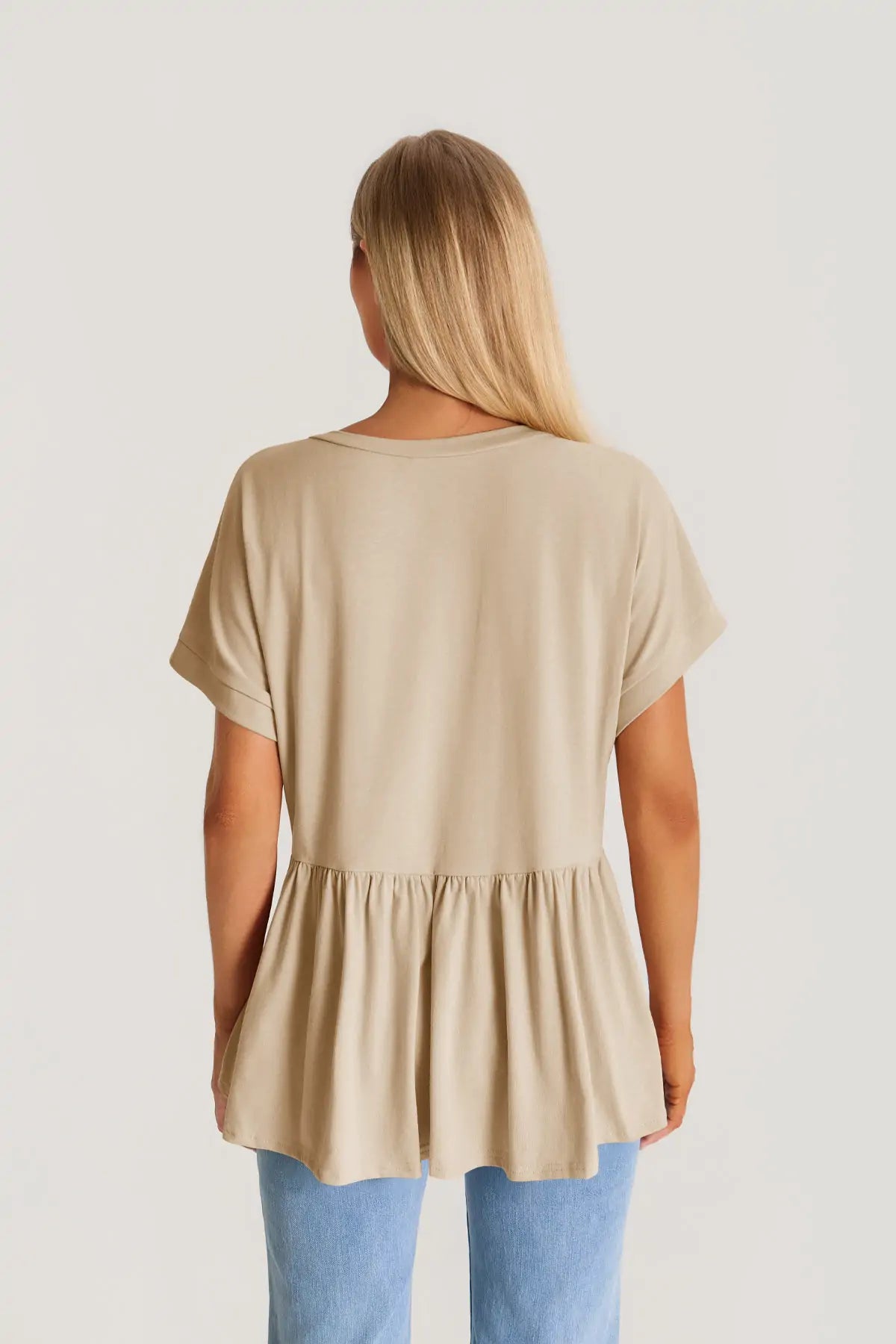 Womens Khaki Summer Peplum Tops | CicyBell
