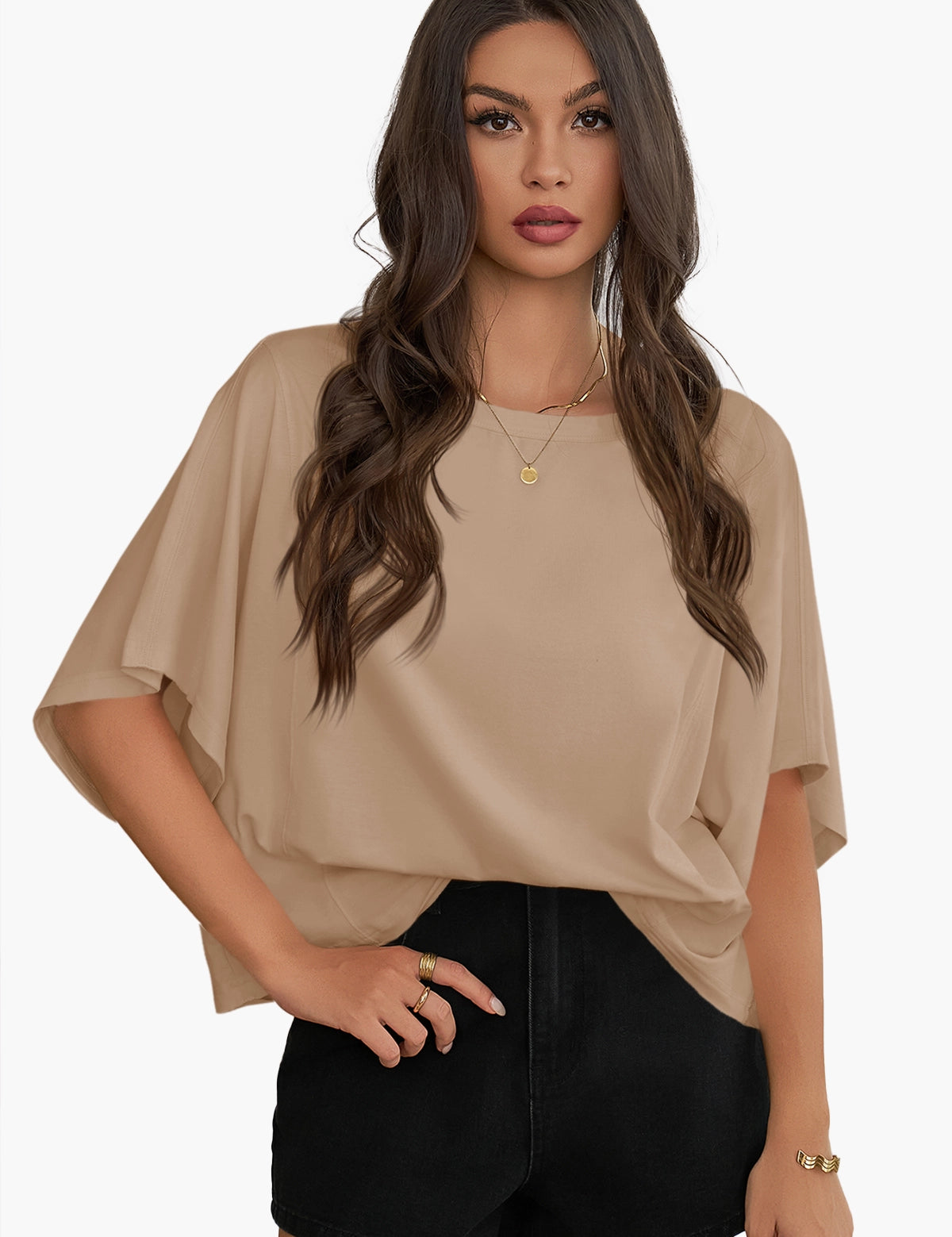Womens Khaki Oversized T Shirts 1