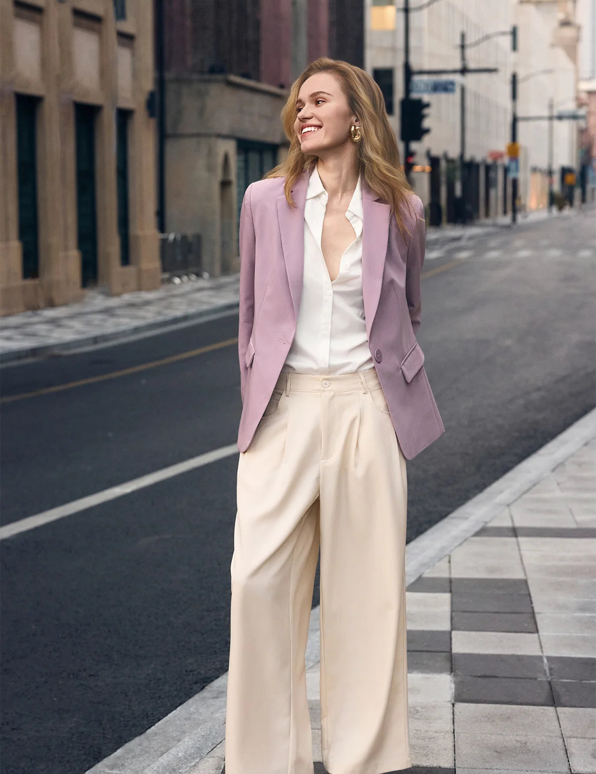 Womens Lavender Casual Work Blazers 2