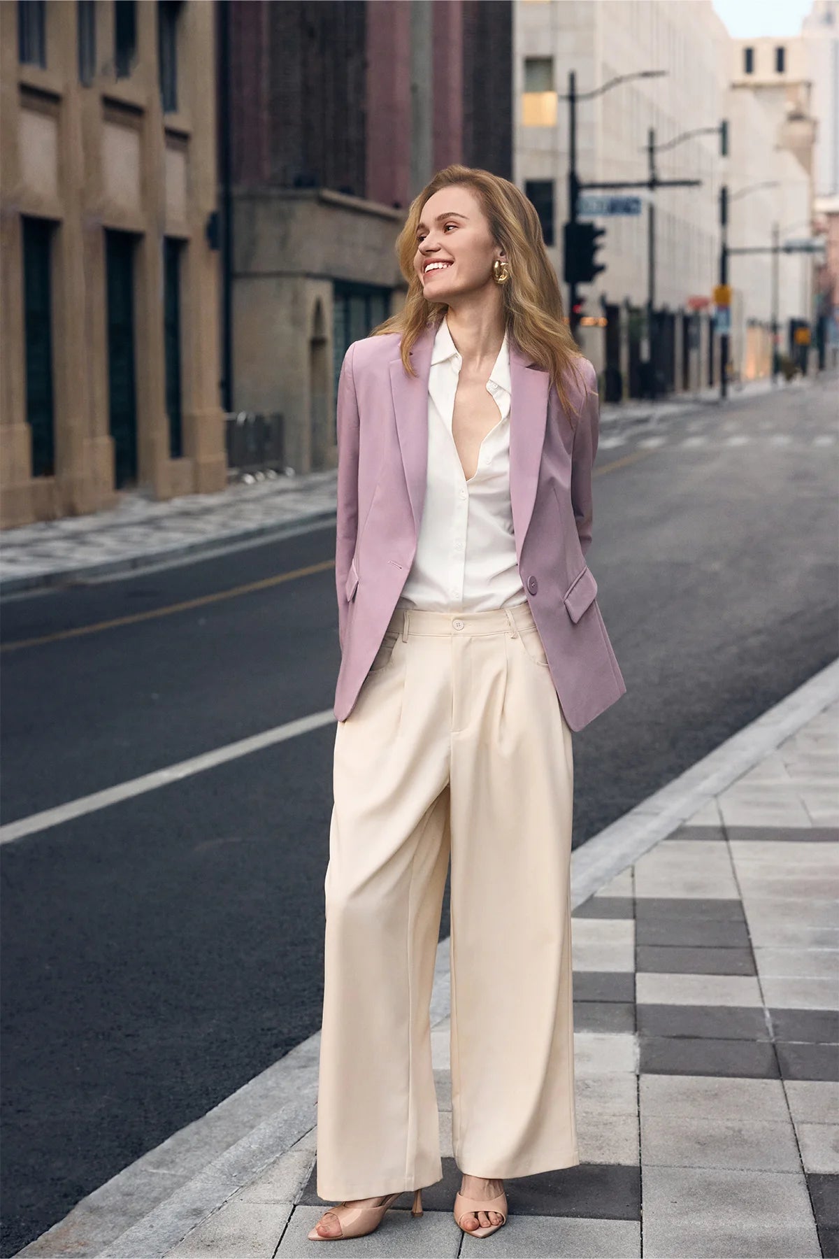 Womens Lavender Casual Work Blazers 2