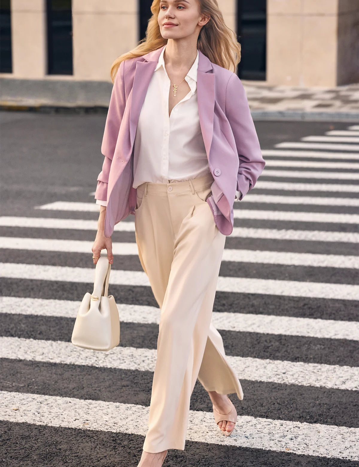 Womens Lavender Casual Work Blazers 3