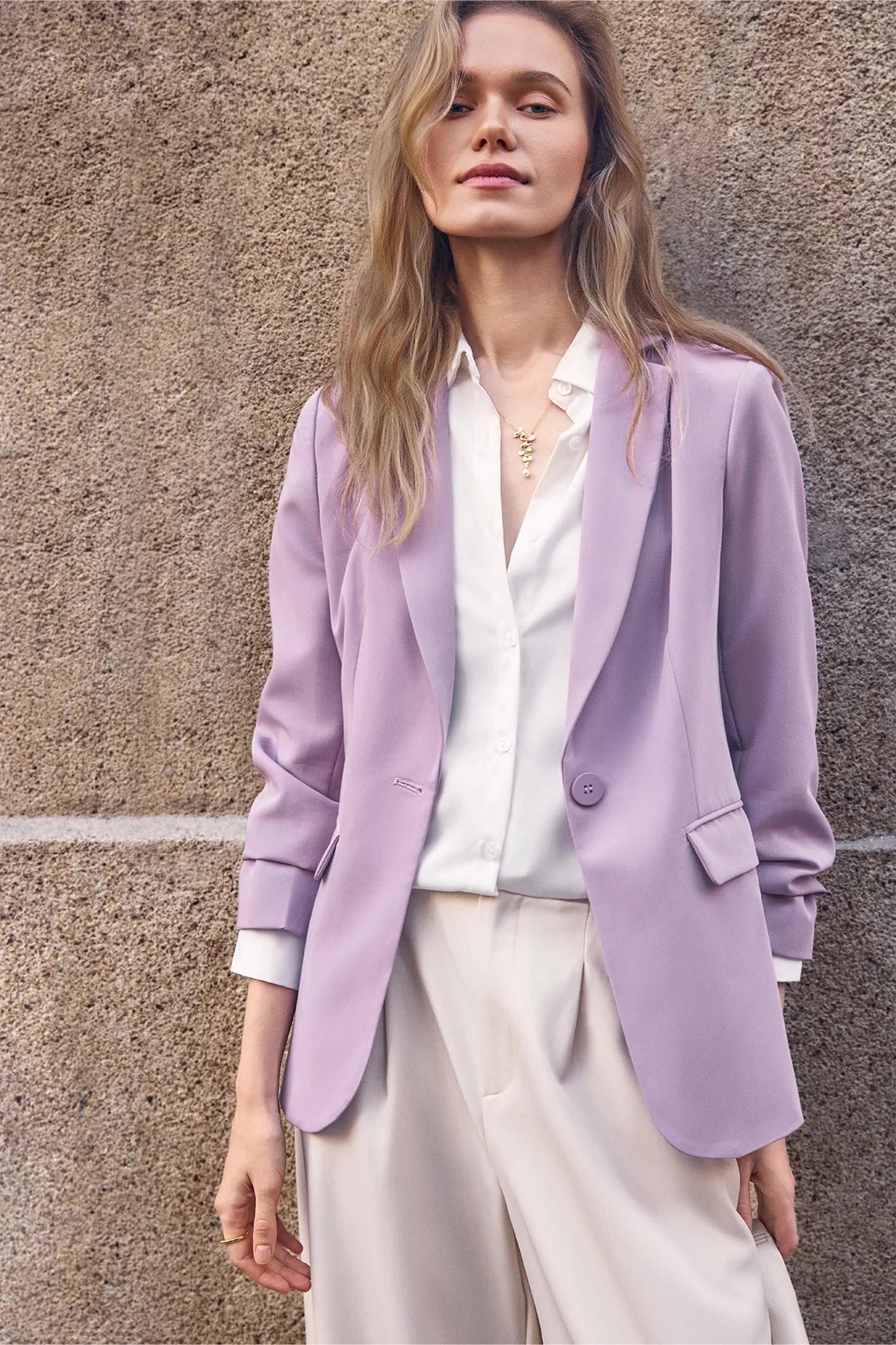 Cicy Bell Womens Lavender Casual Work Blazers