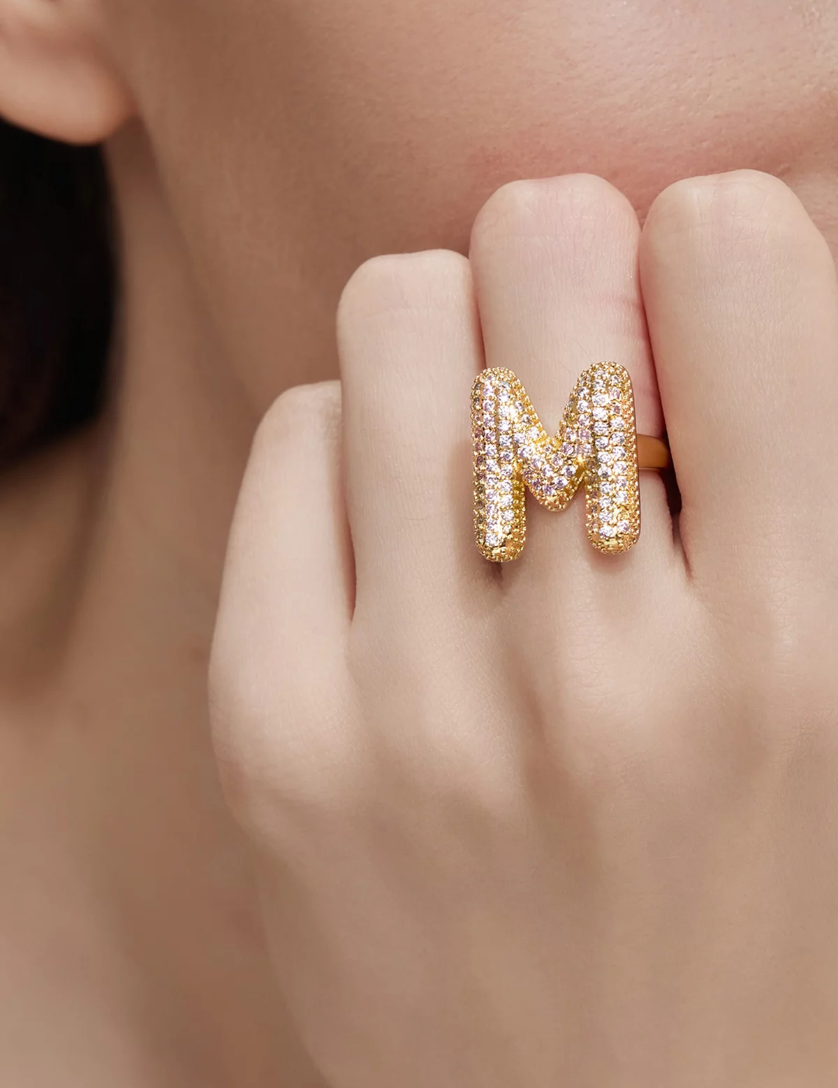 Womens Letter M Initial Rings 3