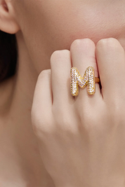 Womens Letter M Initial Rings 3