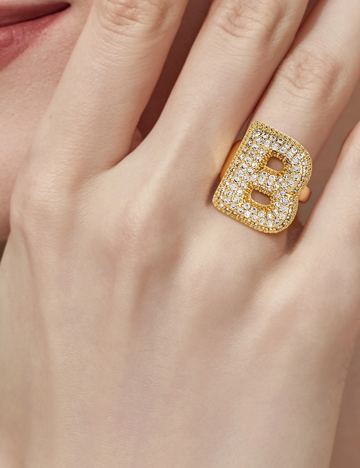 Womens Letter B Initial Rings 1