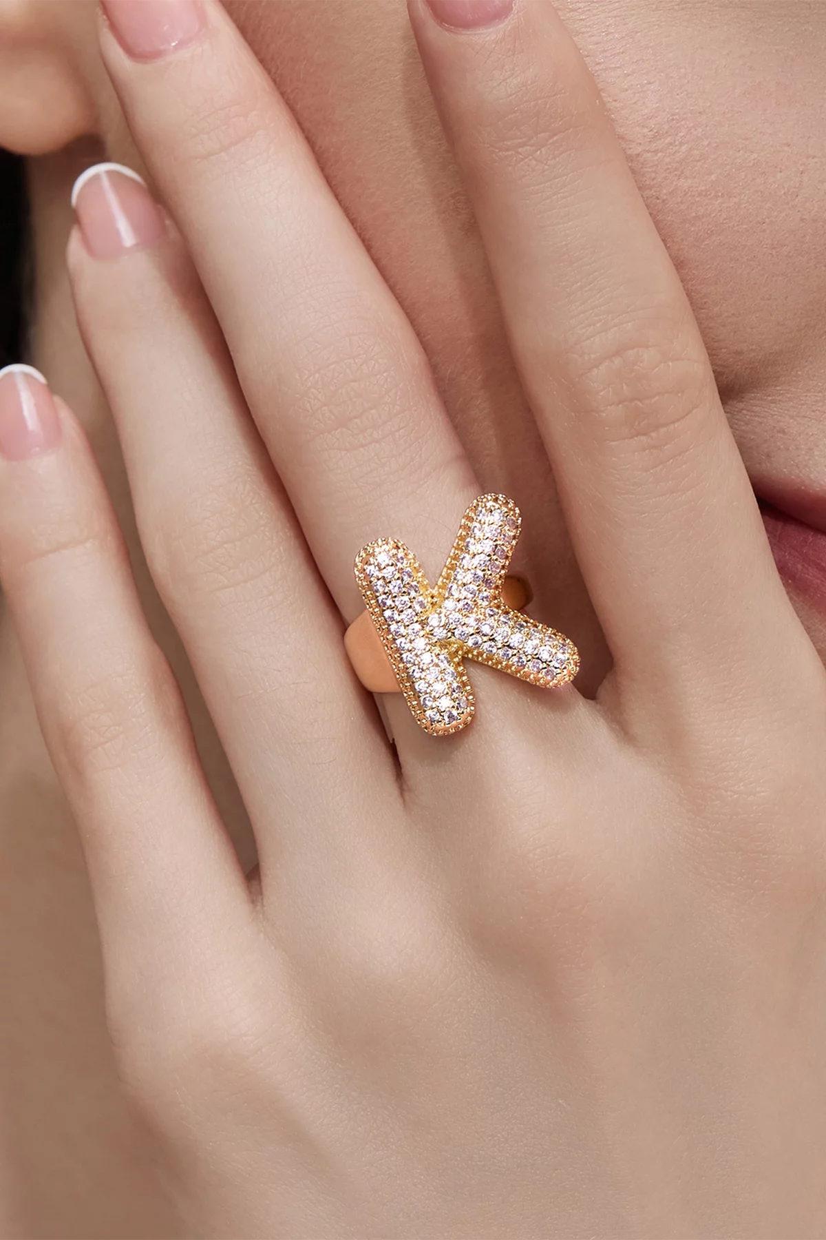 Womens Letter K Initial Rings 2