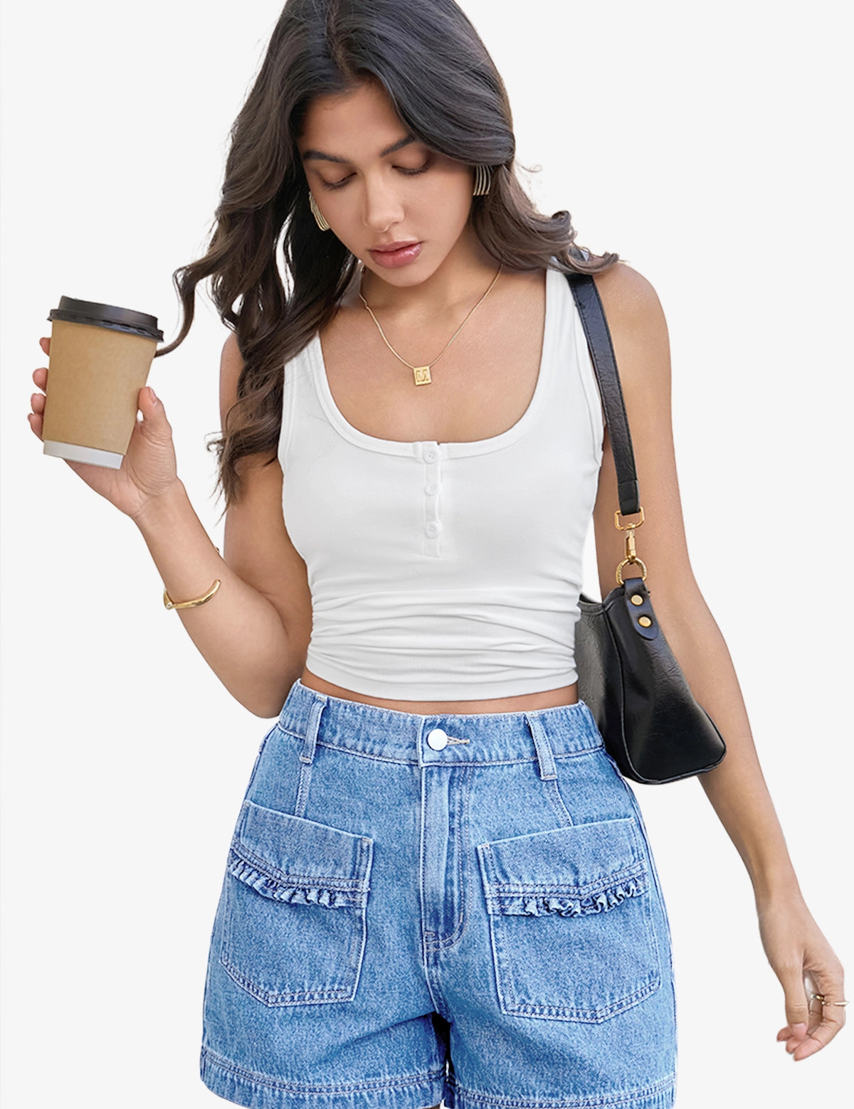 Womens Light Blue Elastic High Waisted Jean Shorts 1
