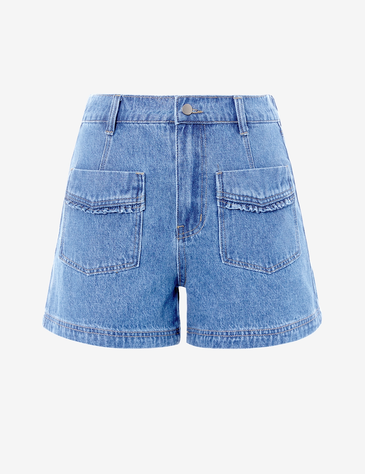 Womens Light Blue Elastic High Waisted Jean Shorts 2