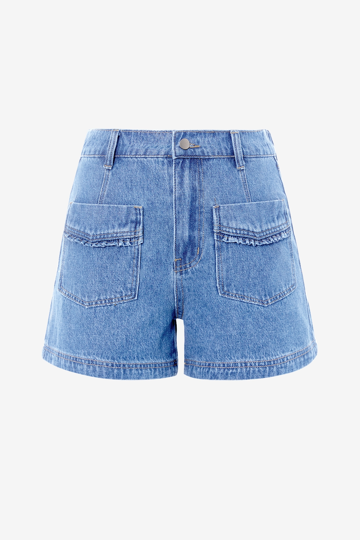 Womens Light Blue Elastic High Waisted Jean Shorts 2