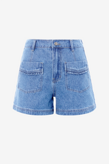 Womens Light Blue Elastic High Waisted Jean Shorts 2