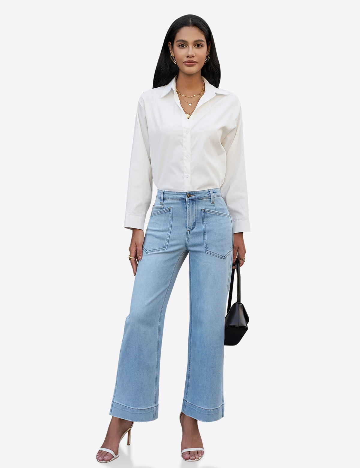 Womens LightBlue High Waisted Jeans 1