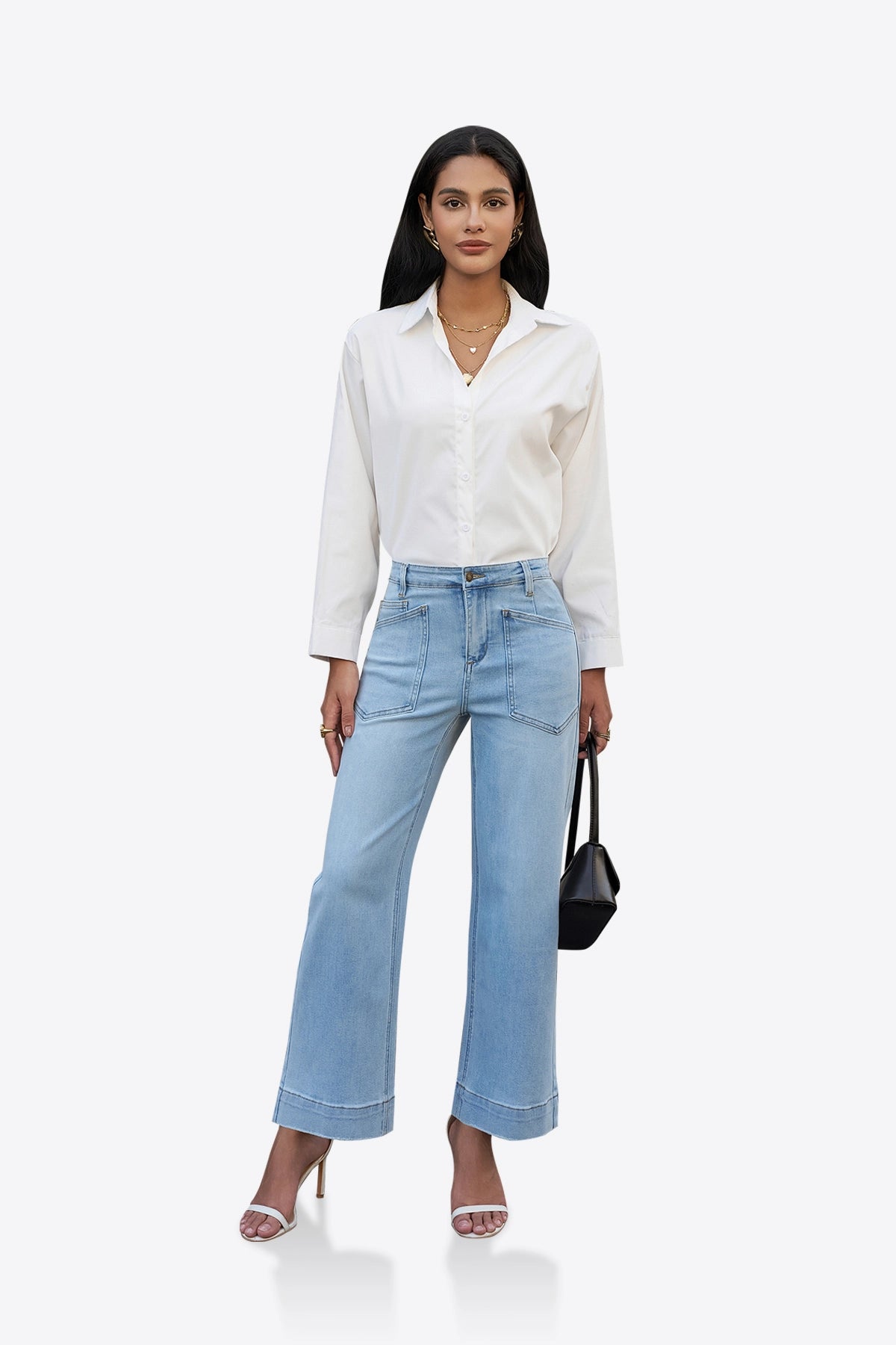 Womens LightBlue High Waisted Jeans 1