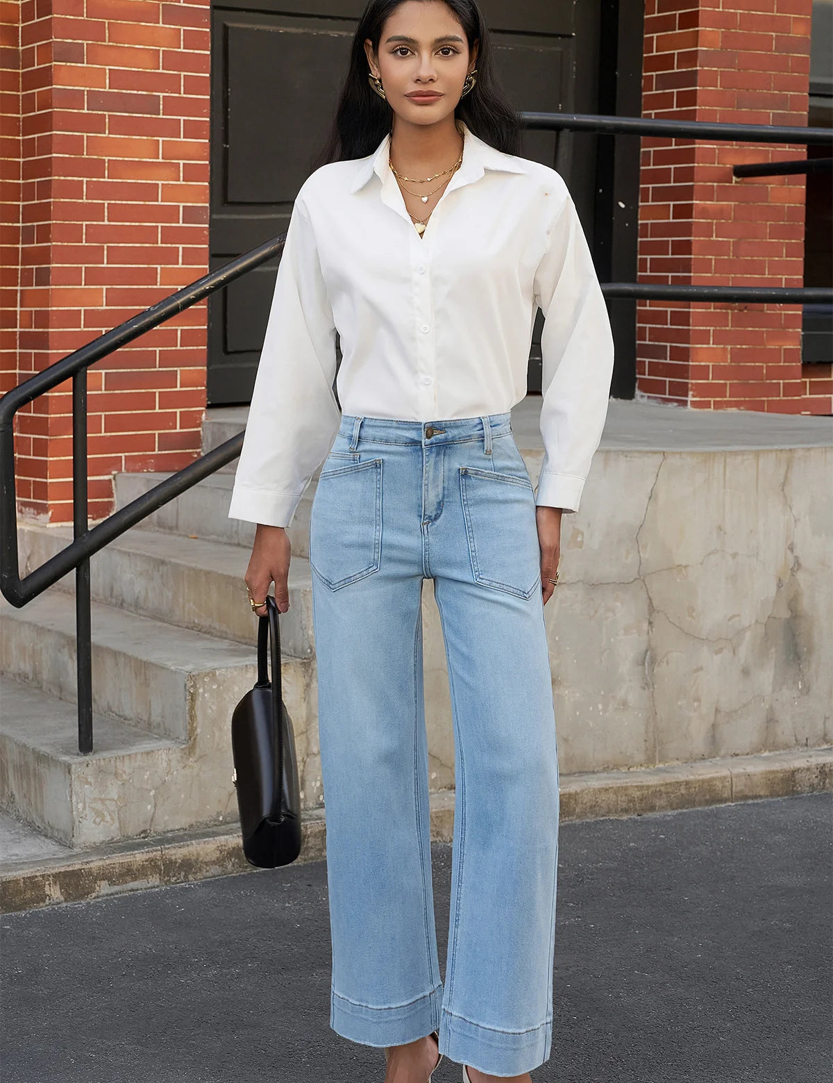 Womens LightBlue High Waisted Jeans 2