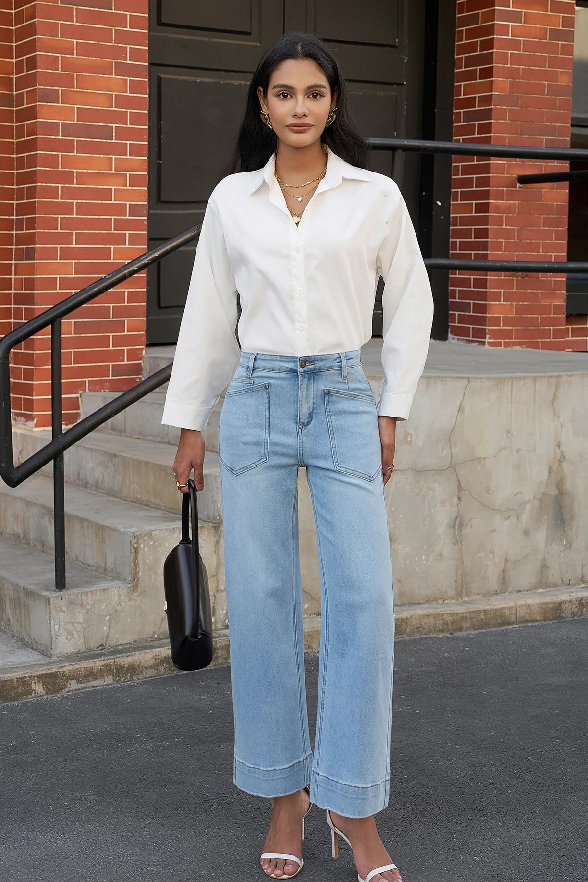 Womens LightBlue High Waisted Jeans 2