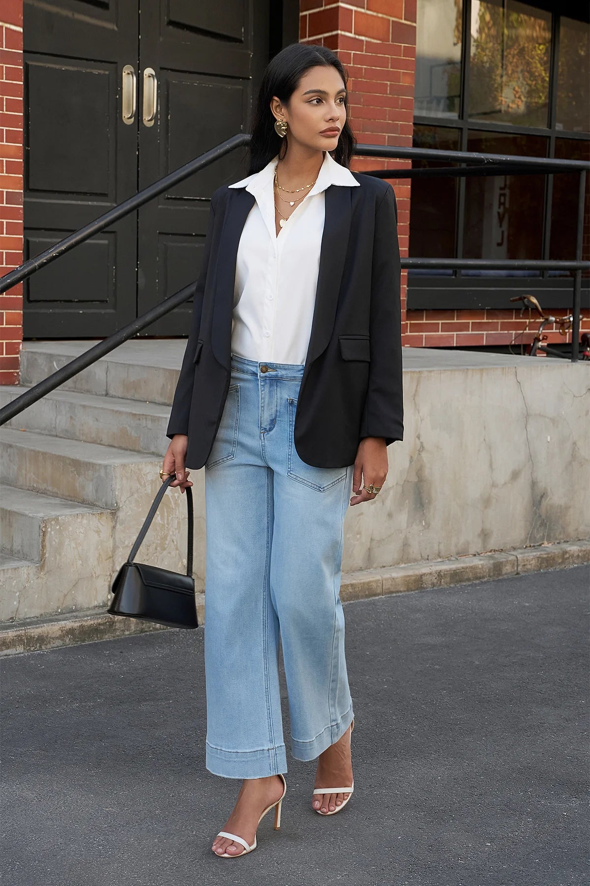 Womens LightBlue High Waisted Jeans 3